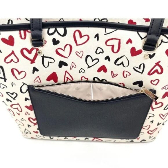 Kate Spade Scribble Hearts Parchment Large Tote NWT *** - Picture 6 of 8
